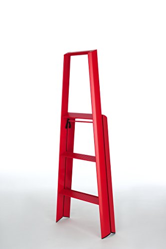Design-Trittleiter LUCANO 3-stufig, rot – (META_94011.RED) - 3