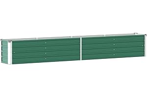 vidaXL Arriate de Jardín Macetero Caja para Plantar Plantas Macetas de Patio Exterior Acero Galvanizado Verde 320x40x77cm