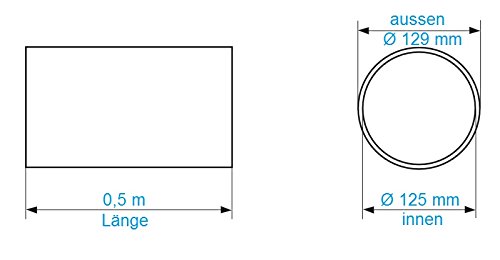 Lüftungsrohr Ø 125 mm Länge 0,5 m aus ABS-Kunststoff Rundrohr Rundkanal Abluft-Rohr Abluftkanal Dunstabzug Kanal Ø 12,5 cm und 50 cm lang Rundrohrsystem - 3
