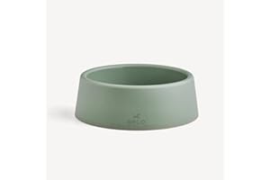 Beco Dog Bowl - Food & Water Steady Bowl, Recycled Plastic, Non-Slip Rubber Base, Olive Green, Small