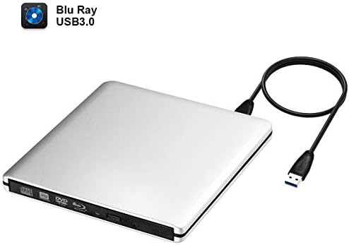 External Blu-ray Player,USB3.0 DVD/CD Blueray Drive, Plug & Use, Low Noise, Portable Slim Blueray burner superdrive for all laptops/desktops, Windows and Mac OS