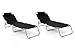 Produktbild Nexos ZGC34368_SL2 2er Set Gartenliege Camping Liege schwarz 190x63x28 cm mit Kopfkissen Sonnenliege klappbar 4fach verstellbar Stahlrohrrahmen grau Dreibeinliege wetterfest robust stabil,