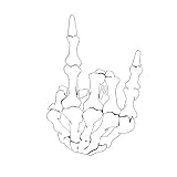 Fácil aplicación Rock On Horns Hand Skeleton Decal Sticker Para Usar En Laptop, Coche, Camión, Motocicleta, Ventanas, Parachoques, Pared (18x13cm / 7x5inch) - Blanco