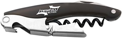 Twin Pull Twinpull Action Quality Waiter's Corkscrew Wine Bottle Opener Double Hinge Foil Cutter, Steel, Black, 11 x 3.5 x 1.5 cm