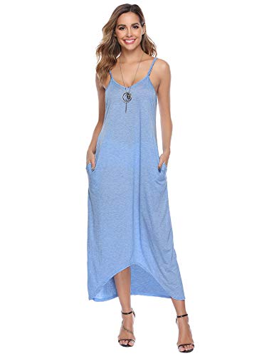 Aibrou Vestidos Mujer Algodón Verano,Vestidos de Playa sin Mangas Falda Largo Sexy Elegante y Comodo Dress para Playa Casual Caminar Diario Compras