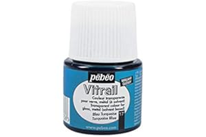 LIVEMOOR Pebeo Vitrail Peinture pour verre Couleurs variées Bouteilles de 45 ml (Turquoise)