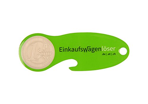 Set-Einkaufswagenchip Edelstahl / 3×4 Stück orange, grün, schwarz mit 12 Monaten Schlüsselschutz - 2