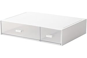 JUMRHFAN Kleine Schubladen, Kunststoff-Schubladenbox, Schreibtisch-Organizer mit Schublade für Schule Zuhause Bürobedarf und Schmuck (weiß, 2 Schublade)