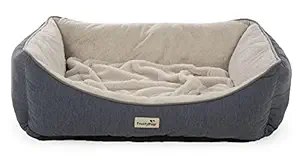 TrustyPup Burrow Nest | Bolstered Cuddler Pet Bed with Built-in Blanket | Offers Head & Neck Support | Soft & Cozy Dog Bed | Medium (31