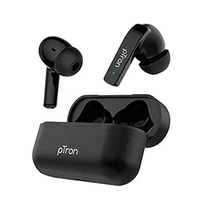 pTron Basspods 992 Active Noise Cancelling Bluetooth 5.0 Wireless Headphones with Deep Bass, Low Latency, Ergonomic Touch Control Earbuds, HD Mic, Voice Assistance & IPX4 Water-Resistant (Black)