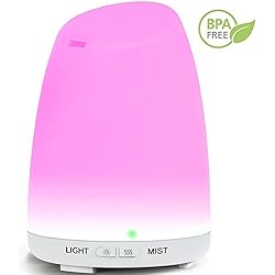 Aroma Difusor, 120ml Humectador Ultrasónico de Aromaterapia / Humidificador de Niebla Fresca con 7 colores de LED, descarga automática de agua Perfecto para bebé, yoga, oficina, hogar, dormitorio y baño, etc
