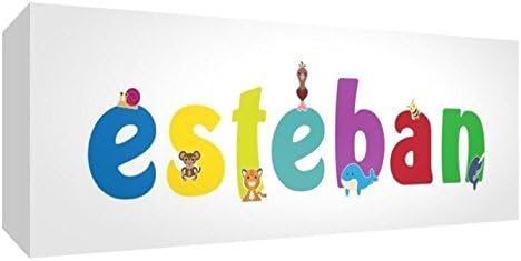 Little Helper Canvas Gallery Wrapped Box with Front Panel Style Example with Boy Esteban Name 15 x 42 x 3 cm Multi-Coloured Small