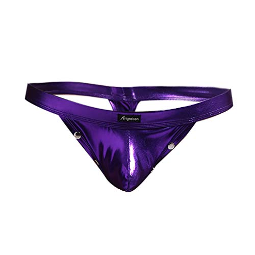 Covermason G-String Herren Sexy Leder Lack Tangas Reizvoll Aushöhlen Slips Unterhosen für Men Atmungsaktiv Bulge Pouch Unterwäsche für Sport und Freizeit, 5 Farben, M/L/XL/2XL
