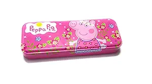 The Ethnicity Cartoon Printed Metal Pencil Box / Pencil case for Kids Boys Girls Students ( Pack of 1 Assorted ) (Pig)