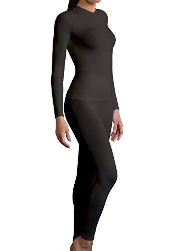 Yaluronica 636 (Negro, S/M) Conjunto Noche antienvejecimiento pantalón y Camiseta Pijama antienvejecimiento ácido hialurónico