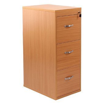 BiMi 3 Draw Wood Filing Cabinet In Beech With Anti Tilt