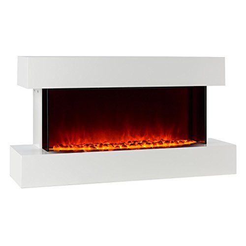 Klarstein Studio-2 Elektrokamin Kaminofen (2000 Watt Heizlüfter, Flammensimulation, große Front, LED-Beleuchtung, Fernbedienung) weiß