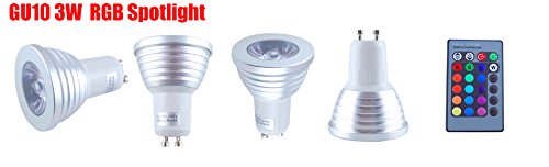 THG 4x GU10 3W RGB 16 Bunt LED Spot Birne Farbwechsel Lampe Licht mit IR Fernbedienung - 4