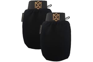 MS Exfoliating Bath Glove for Body Scrub (Kessa mitt) - For Dead Skin Scrubbing and Deep Pore Cleansing - Gentle Viscose Fiber - by MoroccanSource (Pack of 2)