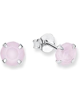 s.Oliver Kinder-Ohrstecker Mädchen Swarovksi Elements 5 mm 925 Silber rhodiniert Kristall rosa-2012566
