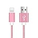Produktbild Ladekabel Lightning auf USB, 1,0 M/ 3,3 ft Lang iPhone Ladekabel / Nylon Ladekabel iPhone 6 / Apple Datenkabel für iPhone 8 / 7 / 7 Plus / 6 / 6 Plus / 6s / 6s Plus / 5 / 5c / 5s, kompatibel mit iPad Pro Air mini iPod Nano 7 - iOS 11 Schnellladekabel Aluminium Anschluss Rosa Gold