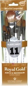 Royal Gold Royal and Langnickel Short Handle Paint Brush Set, Filbert and Wash, 11-Piece by Royal Gold