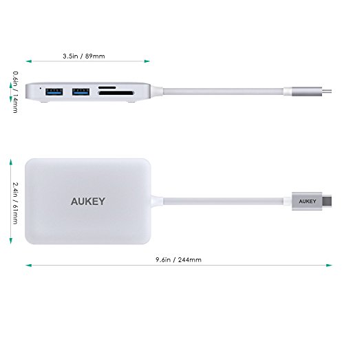 El Mejor Precio Hub USB Type C ( 6 en 1 ) AUKEY 4 Puertos USB 3.0 ,
HDMI ( 4K ) y 60W Puerto USB C ( Power Delivery ) Alumnio Adaptador USB
C para MacBook Pro 2017 / 2016 , iMac 2017 , Samsung S8 etc. Descuento