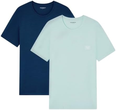 EMPORIO ARMANI 2-Pack Crew Neck T-Shirt, Aqua/Orion, M Uomo