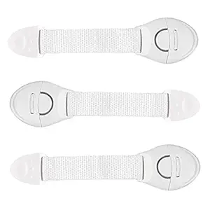 LADWA 3 Pieces Baby Safety & Baby proofing Flexible Nylon Strap Locks for Cabinet and Drawers Doors and Multi-Purpose Use