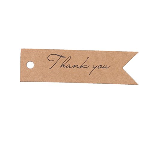 Pixnor 100pcs danken Sie Brief Kraft Papier Hochzeit Gunst Geschenk hängen Label Kofferanhänger mit String – White - 2