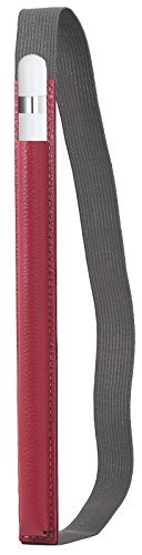 StilGut Pencil-Halter für Apple 9,7" iPad Pro und iPad Pro 10.5" aus echtem Leder. Stift-Halterung zur sicheren Aufbewahrung des Apple Pens, Rot