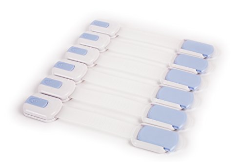 Maria Jane Child Safety Lock, (Pack of 6), Child Safety Cupboard Locks Adjustable, Blue and White
