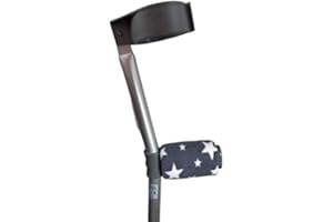 COMFY CRUTCH COVERS Pair of Fleece Crutch Handle Covers – Soft Foam Padding for Comfort & Grip | Fits UK Standard Crutches | Washable, Snug Elastic Ends – Prevent Hand Soreness & Blisters - Grey Stars