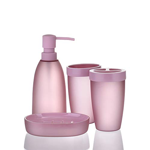 ASSR-Lot-de-6-Accessoires-de-Salle-de-Bain-en-Plastique-y-Compris-des-Bouteilles-de-Lotion-Porte-Brosse--Dents-Tasse--Dents-Porte-Savon-Brosse-de-Toilette-Poubelle