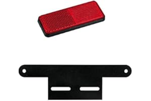 EMMEA SUPPORTO + CATARIFRANGENTE TARGA MOTO SCOOTER ALLUMINIO NERO COMPATIBILE CON MOTO BELLINI RIQUADRO ILLUMINAZIONE TARGA POSTERIORE MOTOCICLETTA MOTORINO UNIVERSALE NERO