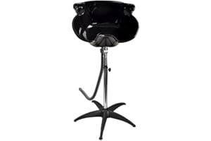 GENÉRICO Cris Nails Tragbares Kopfwaschbecken, verstellbar, schwenkbar, Waschbecken Schwarz, mit Ablaufrohr