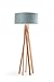Produktbild Hochwertige Design Stehlampe Tripod mit Textil Schirm aus Chintz in grau und Stativ/Gestell aus Holz (Buche) | H= 160cm | Stehleuchte | Natur | Handgefertigte Leuchte