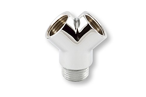 derClou24 Sanitär Gabelstück zwei Wege Verteiler allseitig 1/2 Zoll Messing verchromt poliert, 3591013013