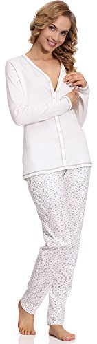 Italian Fashion IF Women's Nursing Pyjamas Liwia Mama 0223 (Ecru, S)