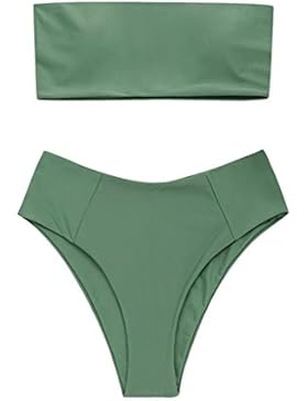 Bademode Damen AMUSTER Frauen Bikini Bademode Set trägerlosen Badeanzug Top Bikini Bademode Badeanzug Swimwear...