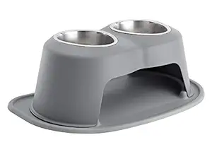 WeatherTech Double High Pet Feeding System - Elevated Dog/Cat Bowls - 8 inch High Dark Grey (DHC3208DGDG)