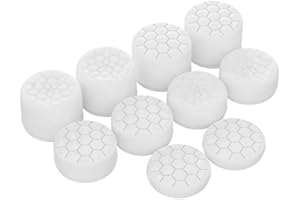 PlayVital Agarres para el Pulgar para ps5 para ps4 Xbox Series X/S Xbox One Xbox One X/S Switch Pro Control Caps Tapas de Joysticks con 3 Alturas de Convexo y Cóncavo(Grano de Diamante&Grieta-Blanco)