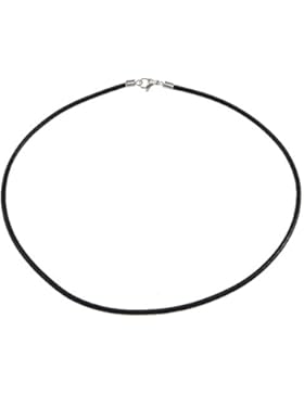 Lederhalskette, echtes Leder, schwarz, 3mm, Edelstahl Verschluss