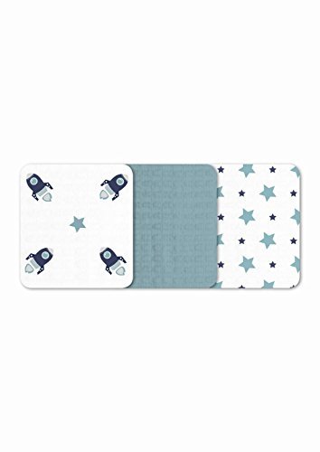 Preisvergleich Produktbild Odenwälder 10083-265 Doppelmull Windeln 3er Box Rakete blue