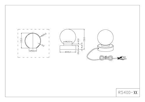 Reality Leuchten Tischleuchte Kugellampe / 3-Stufen Touch Me Dimmer / Glas weiß / ø 12 cm H: 15 cm / rost R5400-24 - 4