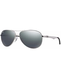 Ray-Ban Tecnología carbono fibra aviador gafas de sol de espejo gris negro brillante polarizado RB8313 002/K7 58