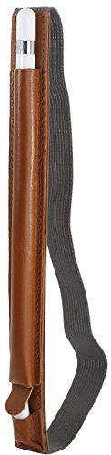 StilGut Pencil-Halter für Apple 12,9" iPad Pro aus echtem Leder mit Lightning-Adapter-Fach. Stift-Halterung zur sicheren Aufbewahrung des Apple Pens, Cognac