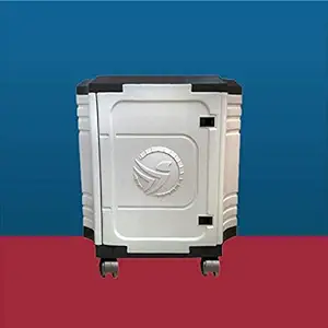 POWEREST GreyWhite Inverter Trolley with with Door & 5 Wheels for Inverter, Battery, UPS