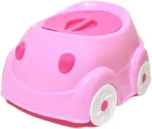 Car and Scooter Style Potty Toilet Trainer Seat/Chair with Removable Tray and Closing Lid and High Back Support for Toddler Boys Girls (Age 7 Months to 3 Years) (BW CAR Potty)