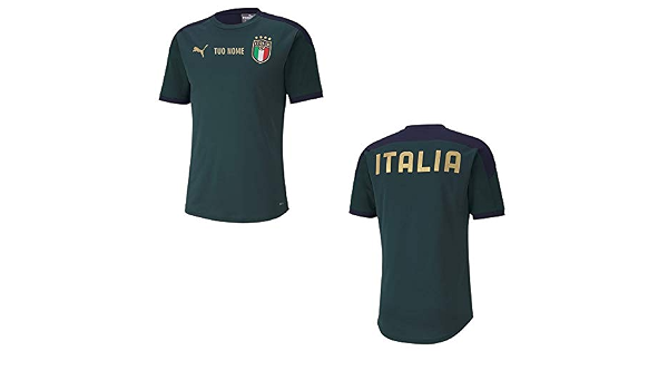 MAESTRI DEL CALCIO Maglia Allenamento Verde FIGC Italia 2020/2022  Personalizzata Personalizzabile (S) : Abbigliamento
